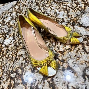 Loeffler Randall gold colored heels shoes